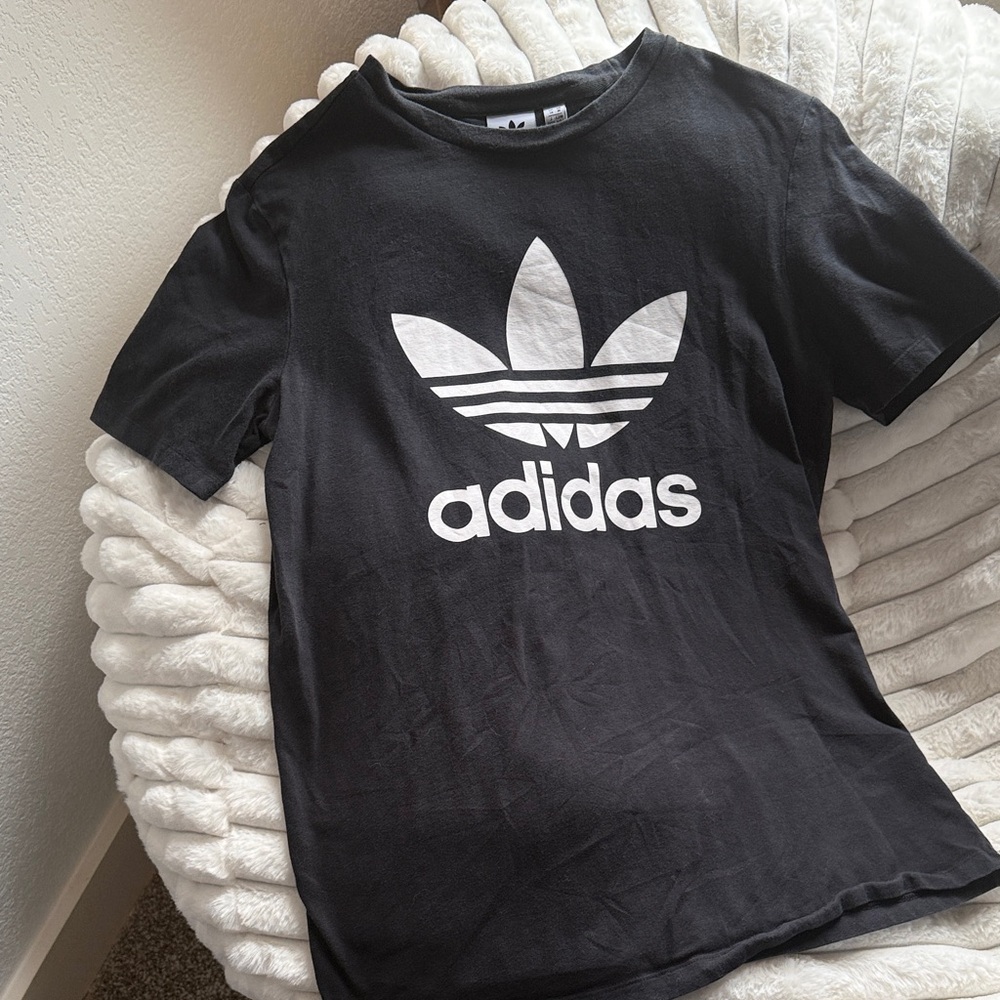 Adidas Tee in Black with White Trefoil